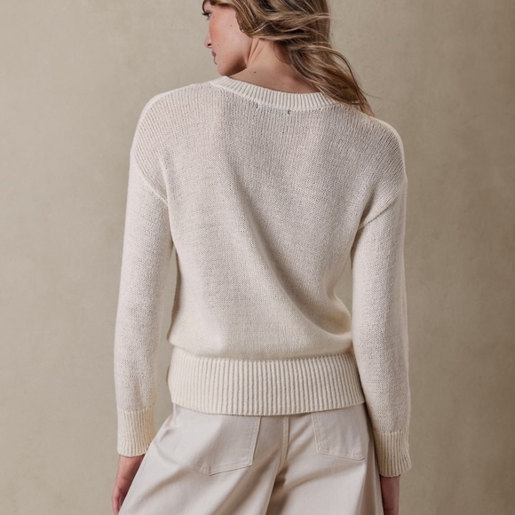 BANANA REPUBLIC Cotton Textured Sweater in Eru (Cream), Size Large - Picture 3 of 7